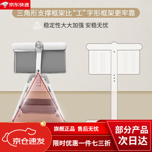 馍彭婴儿床可移动0-3岁多功能可折叠便携式新生儿摇篮床欧式宝宝床拼 灰+蚊帐+底框+床垫+床围+尿布台