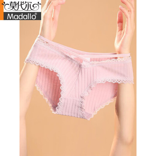Modal pure lace women's underwear pure cotton full cotton crotch sexy hollow breathable girls' briefs 2025 new style 906 powder + 906 powder + 6628 powder + 6628 powder + 6 pieces One size 80-120Jin [Jin equals 0.5 kg]
