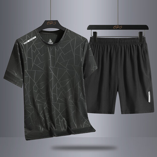 Woodpecker Father's Day Gift Men's Ice Silk Sports Set 2025 New Summer Thin Quick Dry Dad Running Summer Clothes 16803 Set White [T-shirt + Shorts] M 80-105Jin [Jin equals 0.5 kg]
