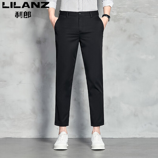 Pantalon décontracté de Lilang Men's Ice Silk For Men's Summer NOUVEAU NEINE POINT POLIDE PRANTAL BUSINESS HIGH-LEG-LAGE GRENEUX YDL9898 28