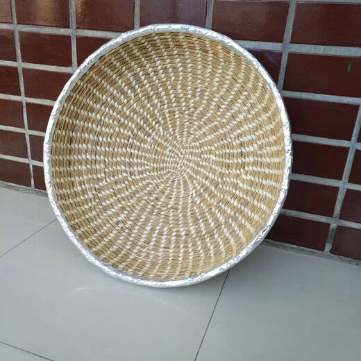 Sanqihu big iron pot straw woven pot lid steamed pot lid hand-woven high reed grass lid steamed bun straw hat lid household iron pot stewed outer diameter 7374 cm edge wrap