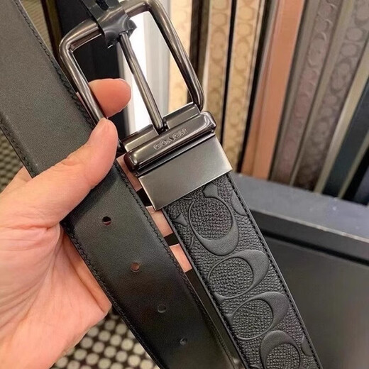 
Coach men's belt casual double-head print belt pin buckle version buckle carriage buckle width 3.8 gift box 120cm Chinese Valentine's Day classic print gun color carriage buckle + gun color c buckle