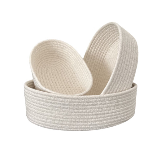 Finger willow storage box desktop miscellaneous storage basket cosmetics snack entrance hand-woven cotton storage basket boat-shaped basket gray small size 22*12*7cm