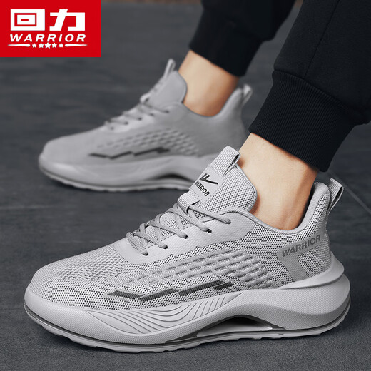 Warrior summer men's shoes mesh breathable sports dad shoes men's soft sole casual running shoes L847C gray 44