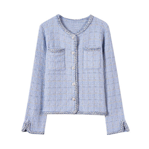 ROMON high-end sweater for women, small fragrance style, blended gold silk wool 2025 new high-end spring and autumn sweater jacket for women, heavy industry light luxury/high-end orchid M