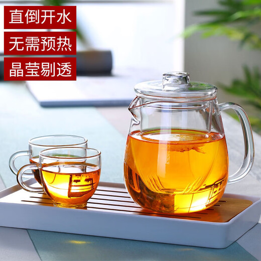 Qinkai heat-resistant high temperature glass teapot filtered thickened transparent single pot small floral teapot household tea water separation glass penguin teapot 500ml