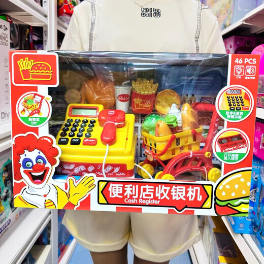 五星玩具便利店超市收银机巨无霸汉堡包薯条面包冰淇淋儿童过家家 38643叮当小伍甜蜜糕点收银机