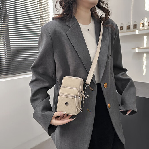 Yeonwoo Summer Fashion Mobile Phone Bag Coin Purse Korean Textured Oxford Cloth Small Bag Shoulder Bag Arm Bag Versatile Diagonal Dark Blue