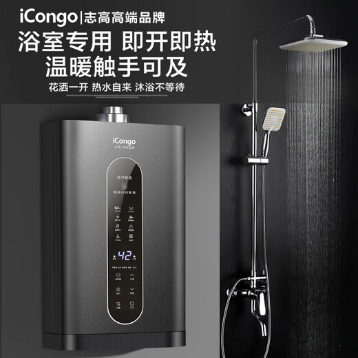ICongo high-end brand, free door-to-door installation, gas water heater for household balanced thermostatic bathroom, 12L 12L starry sky gray, bathroom-specific, precise constant temperature + air leakage protection, natural gas (12T)