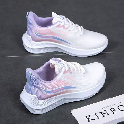 
Breathable women's shoes 2025 new sports shoes mesh soft sole casual shock absorption gradient lightweight running student 983[pink] 38