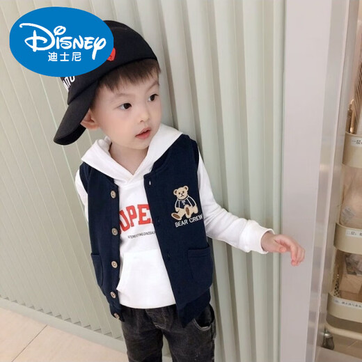 Детский жилет Disney's Spring и осень новый стиль мальчик для мальчика повседневного жилета Top Vest 2025 Летняя модная детская лошадь серая молния 110