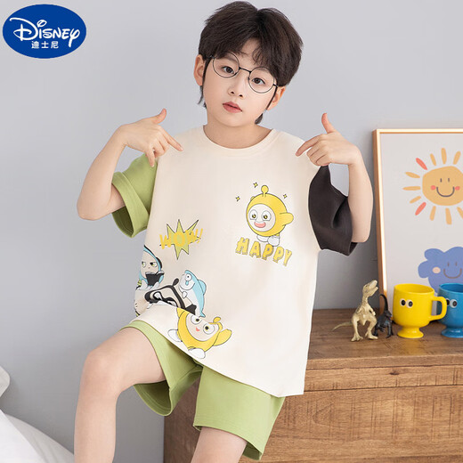 Disney children's pajamas summer thin loose breathable short sleeve shorts two-piece set boy cute cartoon home clothing suit TN-short round-693# Come on, reader 170 size 8 recommended height 90-103CM