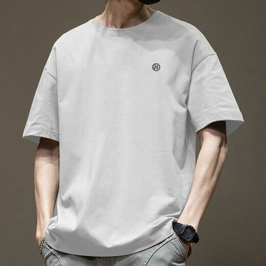 
Trendy American short-sleeved T-shirt for men in summer pure cotton round neck versatile casual 2025 new fashion brand loose Hong Kong style T-shirt white-1365 short-sleeved-100 pure cotton S [suggested 80-110Jin [Jin equals 0.5 kg]]
