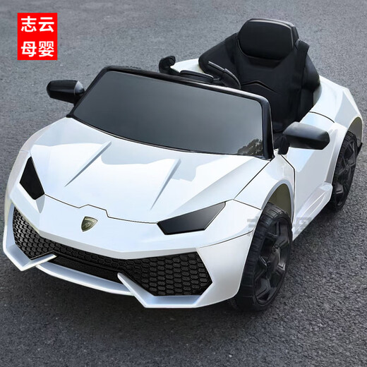 Yunting children's car can be driven, electric car, four-wheel car, remote control toy car, children can sit on it, large size for men and women, dual-wheel drive, white, leather seat + All functions are available +