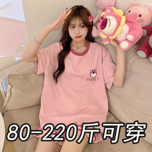 奢依君（SHEYIJUN）吉伊卡哇睡衣 夏天女夏季短袖短裤宽松大码学生卡通薄款家居服套 694卡皮巴拉【夏季】 M 【80-95斤穿】