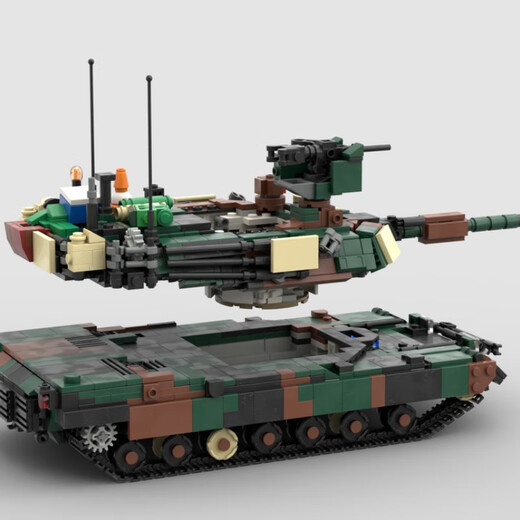 MOC军事积木 M1A2坦克模型 适用小颗粒拼装积木玩具儿童男孩 M1坦克 杏黄1048颗粒 零件+电子