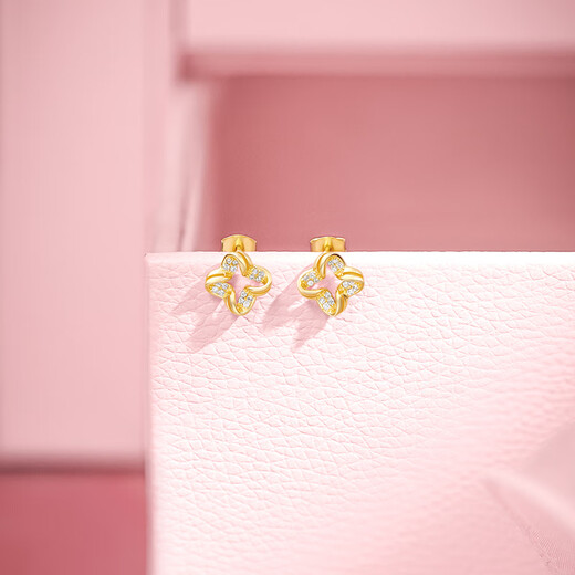 Saturday Fortune S925 Silver Earrings Women's Knot Four-Leaf Clover Earrings Birthday Gift J0913994 Pair