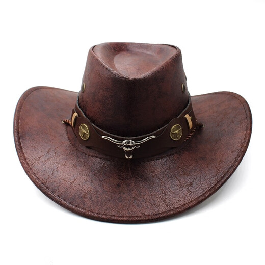 XINBUCKS Western Cowboy Hat Men and Women Minority Style Leather Leisure Travel Hat British Beach Sunshade Mountaineering Hat Black (Clean Version) Suitable for 55-60CM