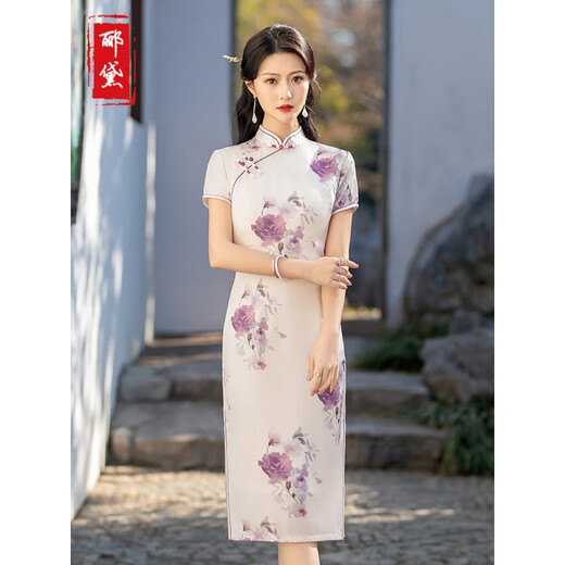 Li dai été mi-longueur quotidien amélioré Cheongsam 2024 Nouveau jeune tenue de petite mère de style chinois de style chinois T-1049 M
