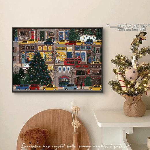 
galison winter lights Christmas digital oil painting DIY fill coloring hand-painted acrylic oil painting decorative hanging painting qx15841 60*70cm thick solid wood inner frame + decorative outer frame six