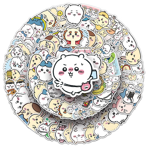 101 Chiikawa-Aufkleber dekorative kleine Muster Jiikawa Xiaoba niedliche Cartoon-Koffer-Aufkleber wasserdichte Dekoration kann unabhängige Schnitt-Schnitt-Druck-Drucken Chiikawa-1079+1319h (101 Aufkleber) sein (101 Aufkleber)