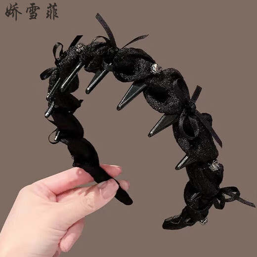 Jiao Xuefei simple bow rhinestone mesh headband hair accessories face wash hair pressure headband with teeth anti-slip women's high skull new style