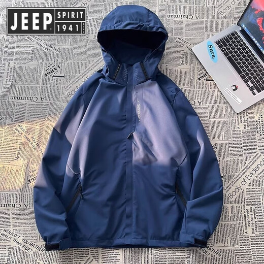 JEEP SPIRIT Jeep Charge Men's 2025 New Summer Thin Outdoor Three-in-One Jacket Soft Shell Mountain Climbing Suit Women's Wind-Back 6628m White [Men's Style] L