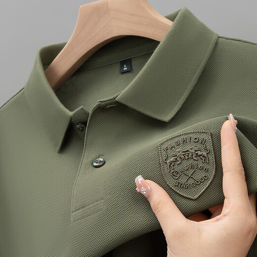 La Hailan Home Shopping Mall misma camiseta de manga corta para hombres de verano, algodón puro de algodón de algodón de algodón de alta gama, pesado 9901-Caki M recomendado 90-110Jin [Jin equivale a 0.5 kg]