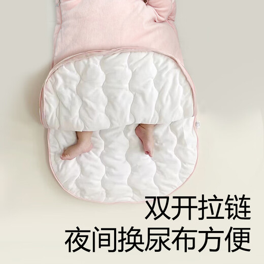 Qiaran Baby Sleeping Bag Autumn and Winter Thickened Newborn Anti-Kick Quilt Dual-purpose Constant Temperature Warm Quilt for Newborns 0-3 Months Pink Rabbit Winter Style Plus Velvet Thickening Temperature 0-18 Velvet Lining Height 96x50 Width cm (Suitable for 0-1.8 Years Old
