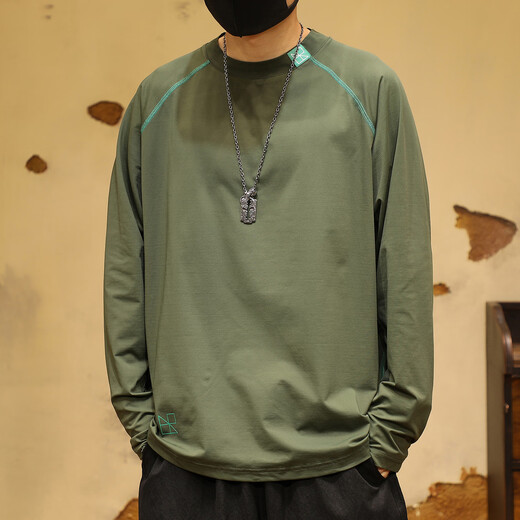 Ten Cranes Autumn thin quick-drying long-sleeved T-shirt men's outdoor cycling clothing sunscreen ice silk Solona cool sports top dark gray (thin quick-drying sunscreen long-sleeved T-shirt) XL (150-170Jin Jin equals 0.5kg)