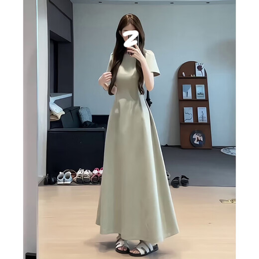 GARNUO白色连衣裙子女夏季2025新款茶歇法式气质高级感收腰显瘦礼服长裙 白色【短袖长款】 M 【101-110斤】