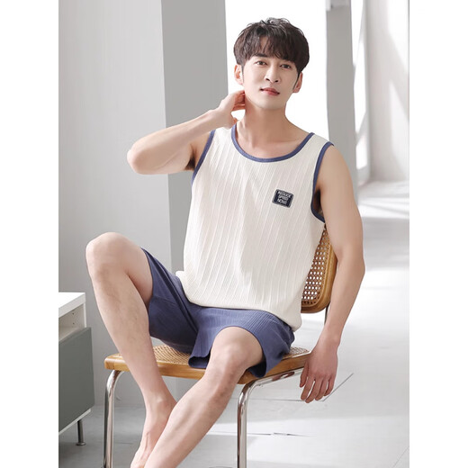 Rindu pajama couple outfit one for men and one for women pure cotton refreshing vest set pure cotton pajama women 2025 new summer style LB:9902 [women] apricot bow love black pants pure M [breathable pure cotton skin-friendly and not stuffy]