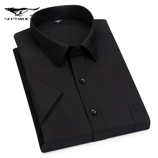 Septwolves Shirt Herren kurzärmeligte Baumwollgeschäft formelle Karriere als Büroangestellte Karriere halbärmelig Hemd DX6630 38