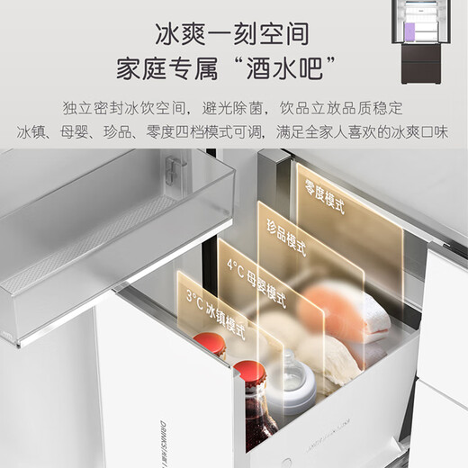 Casarte (Casarte) national subsidy 20% Languang refrigerator 550 liters 594mm fully automatic ice making ultra-thin zero embedded dual system French multi-door first-class energy efficiency refrigerator BCD-550WGCFDMGZHU1