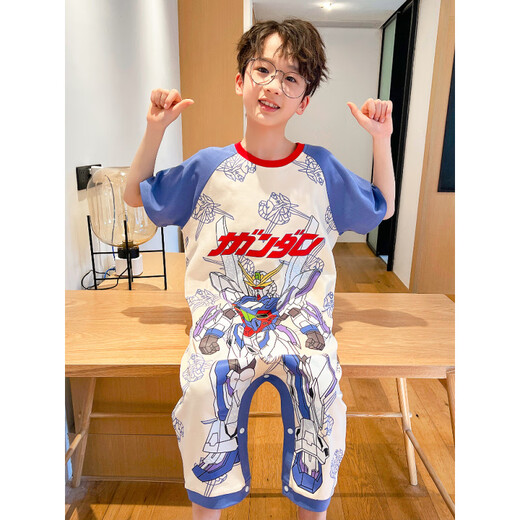 Ultraman (ULTRAMAN) 2025 summer new one-piece children's pajamas boys home clothes Ultraman pattern cotton pure cotton sleeping bag 9923# green dinosaur 170 6 size height 80-90cm weight 25-30Jin [Jin equals 0.5 kg]