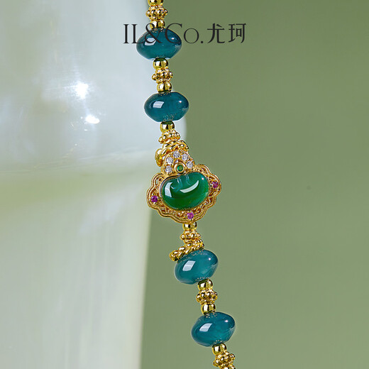 IL&CO Youke Oriental Hidden Spirit Jade Agate Ruyi Bracelet Gourd Bracelet Birthday and Valentine's Day Gift for Girlfriend Jingshen Tranquility Lucky Cloud + Jade + Gourd Bracelet