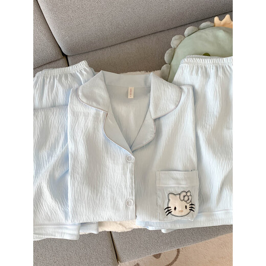 
Arctic velvet helloKitty pajamas for women in summer pure cotton gauze short-sleeved three-piece set cute girl spring and autumn home clothes Yunduo Cotton-J9901# Paradise Puppy Three-piece Set M [Suggestion 75-100Jin [Jin equals 0.5 kg]]