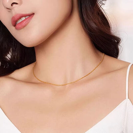 RSRDDY Lao Fenghuang Gold Store's same necklace 999 women's fine clavicle chain O-shaped chain gold-plated chain for my wife 18k gold 0-shaped necklace Lao Fengxiang's same style