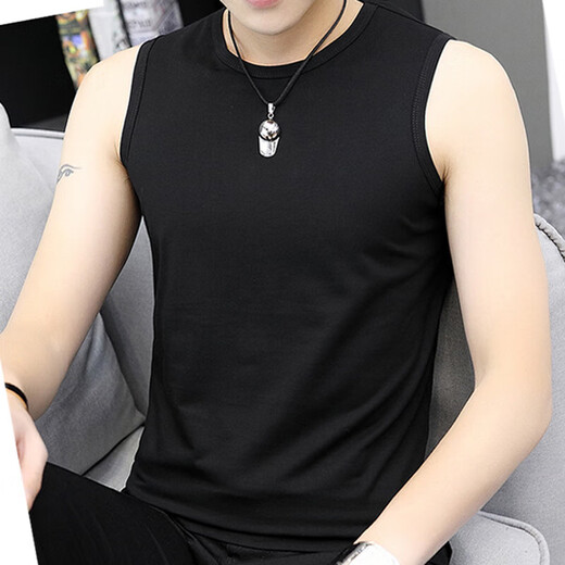 Pure cotton vest Four seasons men's sleeveless solid color vest T-shirt sports breathable waistcoat undershirt pure cotton sleeveless V-neck light gray 3XL recommended 140-160Jin Jin equals 0.5 kg