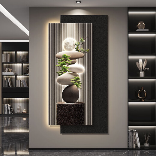 
The yam stone is running LED light luxury entrance entrance hall decoration painting corridor hanging painting mural high-end sense C9928 stone is running vertical version 120x240 cm (large 96x240 + small 90x2 voice-controlled model (voice-controlled direct plug style + default warm color light, need to contact customer service double layer superimposed U essence