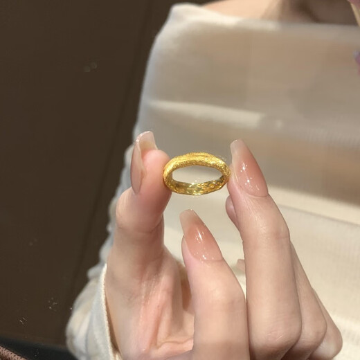 OEMG Old Phoenix Gold Store Model 18k Gold Plated Silk Ring Ancient Gold Color Valentine's Day Confession Gift for Girlfriend (Silk Road) Ring Opening