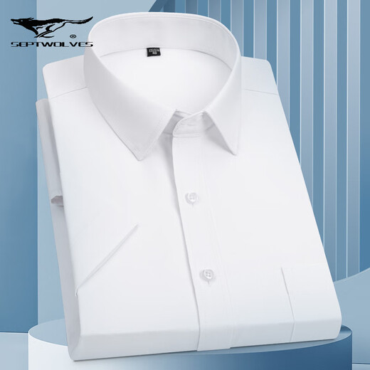 Septwolves Shirt Herren kurzärmeligte Baumwollgeschäft formelle Karriere als Büroangestellte Karriere halbärmelig Hemd DX6630 38