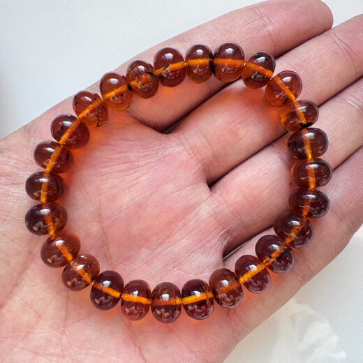 Qianjun belt identification certificate natural Fushun amber gold amber 9 mm women's bracelet single circle bracelet