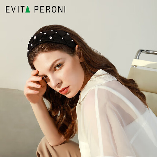Evita Peroni fabric braided headband for women wide-brimmed white hair headband retro black high-end black