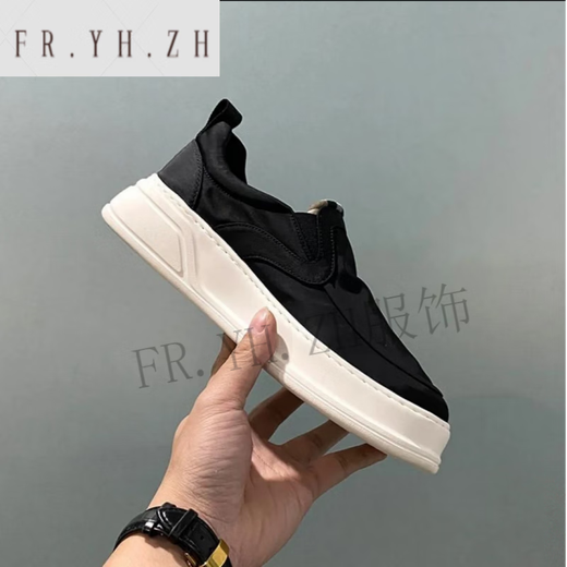 FR.YH.ZH原熙社团男鞋夏季新款男士透气一脚蹬懒人布鞋时尚百搭潮流休闲鞋 1105-黑色 38