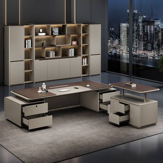 Baevians E0 level boss desk desk, simple and modern executive desk, light luxury executive desk, high-end office desk and chair combination, lifting sub-cabinet (can be lifted)