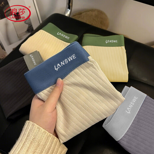 Langsha [10A antibactérien + anti-marins] sous-vêtements pour hommes Boxer en coton pur de grande taille respirant de grande taille 4