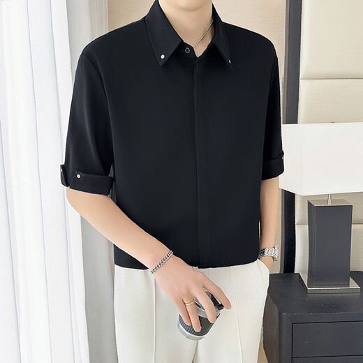 
ITELIMA International High Luxury Brand Summer New Cool Ice Silk Men's Shirt Color Bundle Five-point Short Sleeve Casual 1048 Mousse Brown [Gift Box] M _Suggested 100-120Jin [Jin equals 0.5 kg]