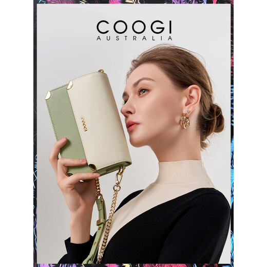 COOGI bag women's 2025 new style light luxury shoulder crossbody bag genuine leather small square bag for girlfriend and wife off-white