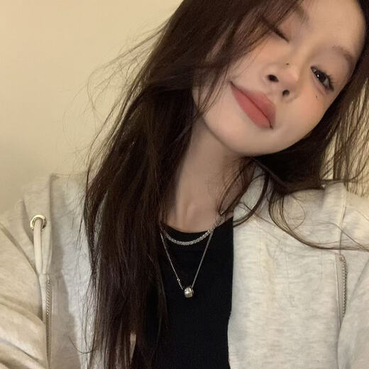双层波光粼粼豆豆卫衣链女秋冬搭配项链毛衣链时尚洋气长款配饰潮 1条银色双层圆环吊坠项链